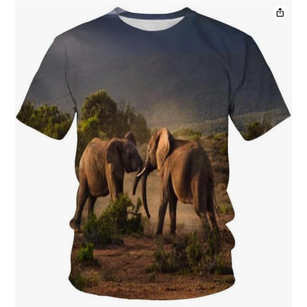 Summer Round Neck Animal & Camouflage Graphic 3D Print Top Fashionable Casual Short Sleeved Men's T-shirts