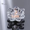 Decorative Glass Candle Holder Crystal Lotus Flower Tealight Holders, Tea Light Candlestick Decor Thick with Deep Grooved Plate, Multifunctional
