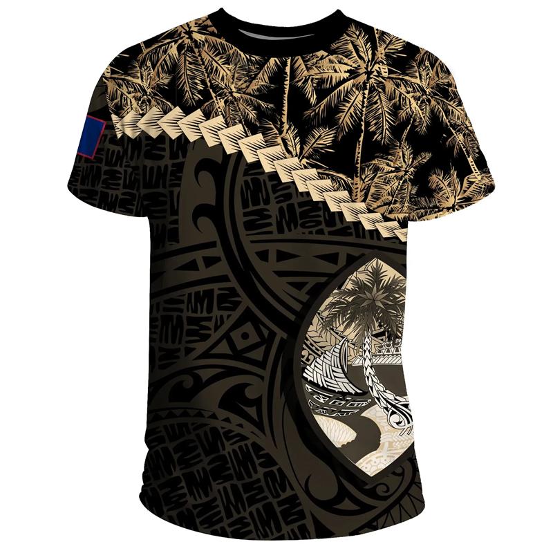 Guam Polynesia T Shirts Men Summer Casual 3D Printed T-shirt Hawaiian Round Neck Short Sleeves Tops Street Oversized Tee Shirt