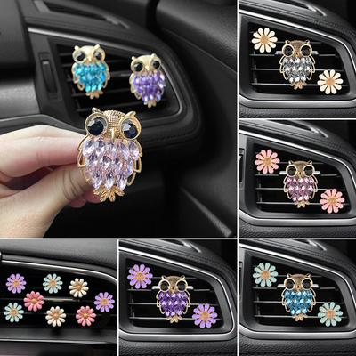 Kristall Eule Auto Lufterfrischer Diamant Villus Eule Auto Parfüm Air Vent Clip Auto Zubehör Innen Frau Aromatherapie Ornament