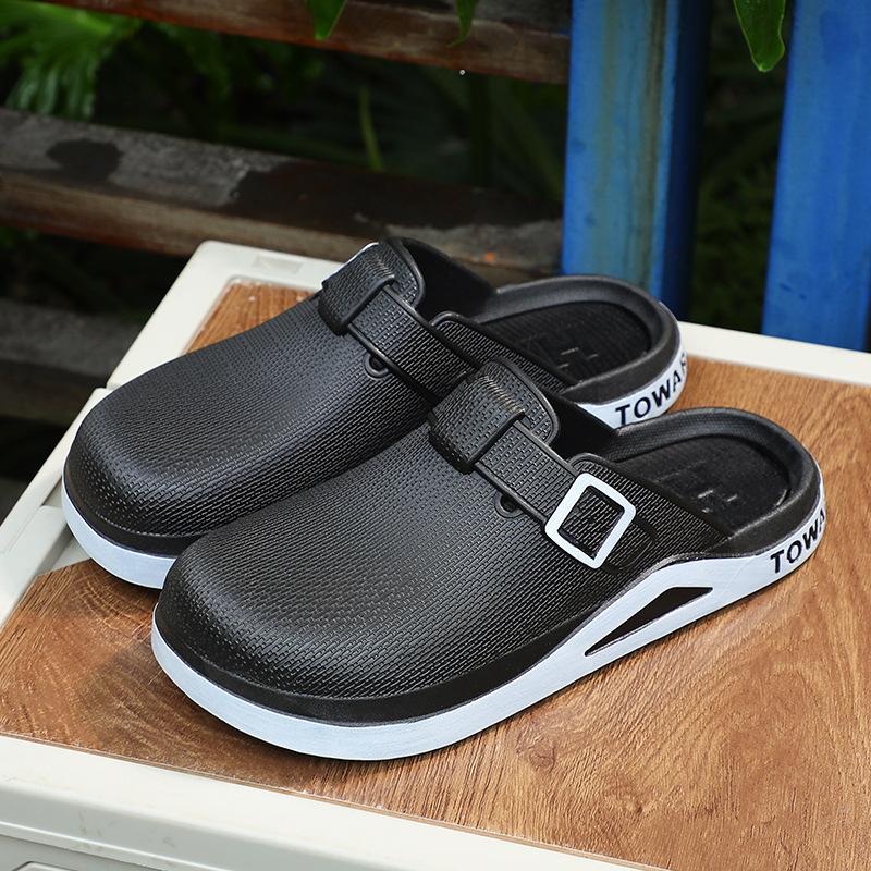 

New bag head slippers summer casual beach shoes wear sandals flat bottom home 40/41 чёрный
