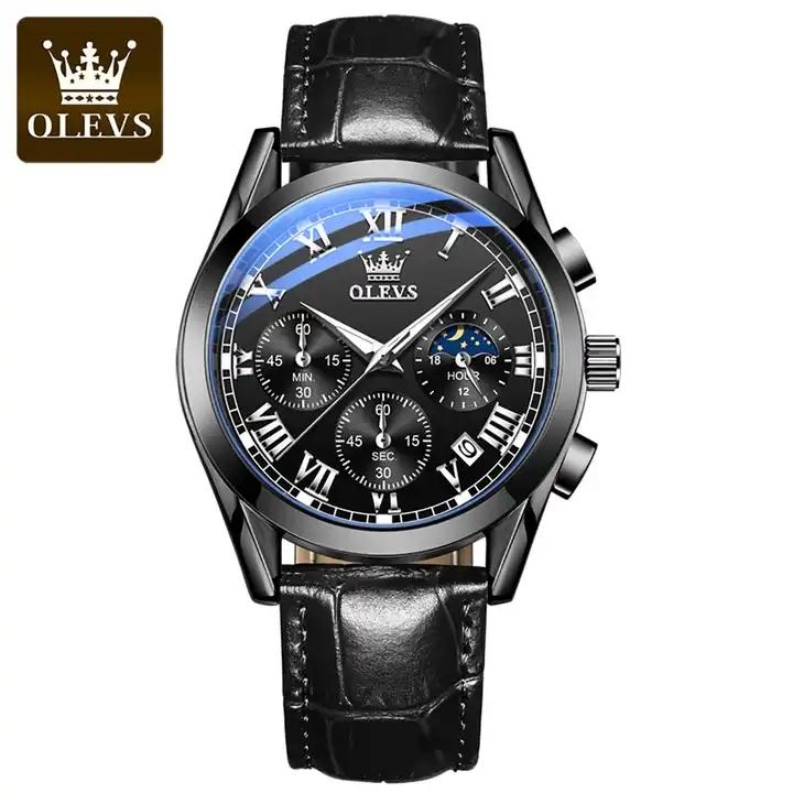Olevs 2871 Top Brand Men Classic Casual Quartz Waterproof Watch Leather Strap Business Popular Men Watch Sports Watch for Men Olevs 2871
