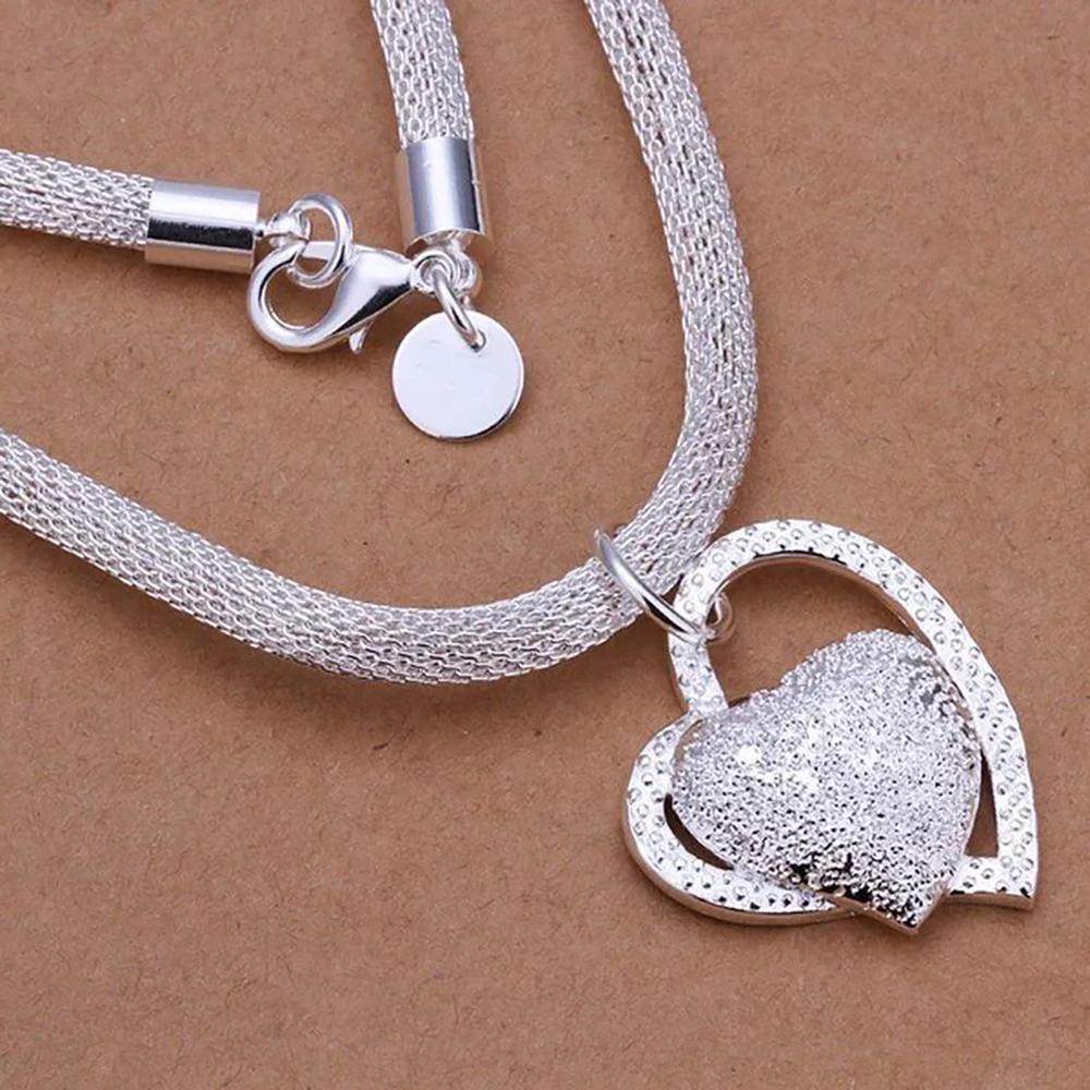 Copper 18-inch Exquisite Heart-Shaped Pendant Necklace for Women, Wedding Gift, Party Jewelry Accessories 50cm