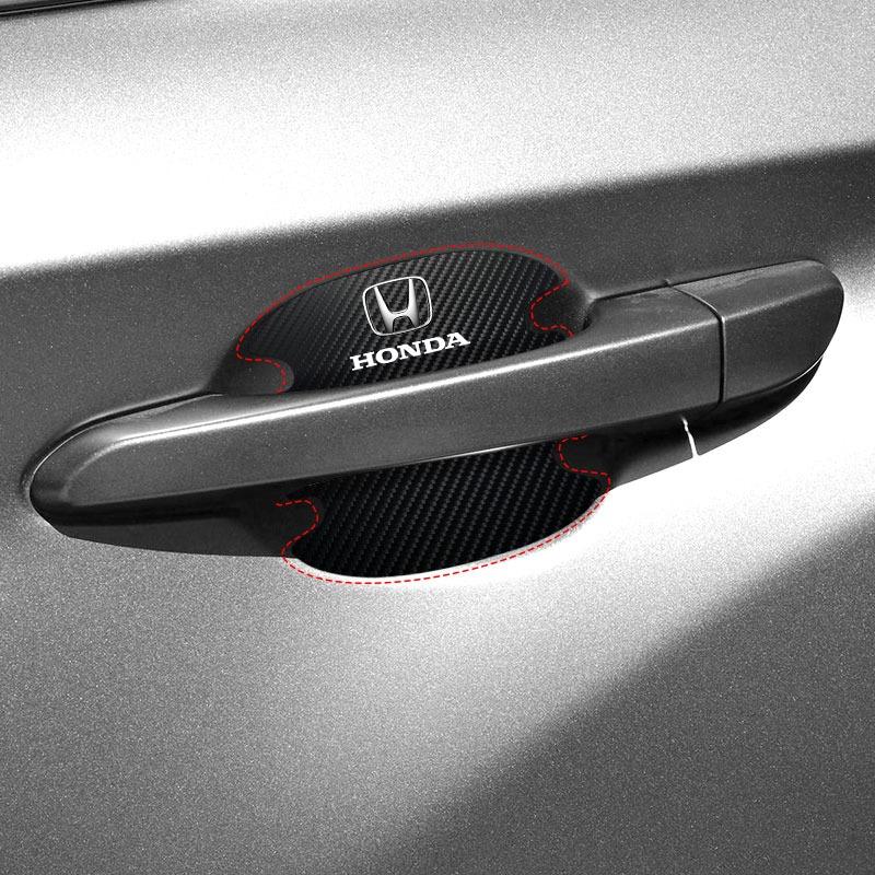 4P/Set Car Door Handle Anti-scratch Sticker Carbon Fibre for Honda Civic Fit Jazz Accord Pilot Passport Stepwgn CRV BRV HRV Vezel