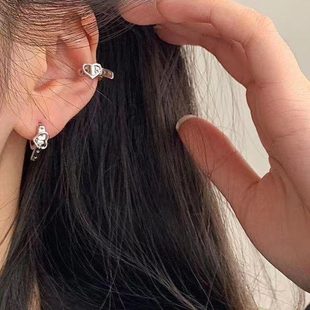 Personality style love belt ear buckle ear clip female hip hop versatile design stud earrings ear buckle earrings male
