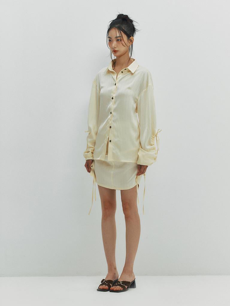 MEENDERI Cut Out Shirring Shirt - Lemon