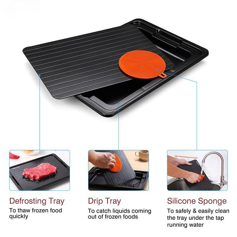 Kitchen Frozen Meat Defrost Tool Household Fast Defrosting Tray Aluminum Food Thawing Plate Board