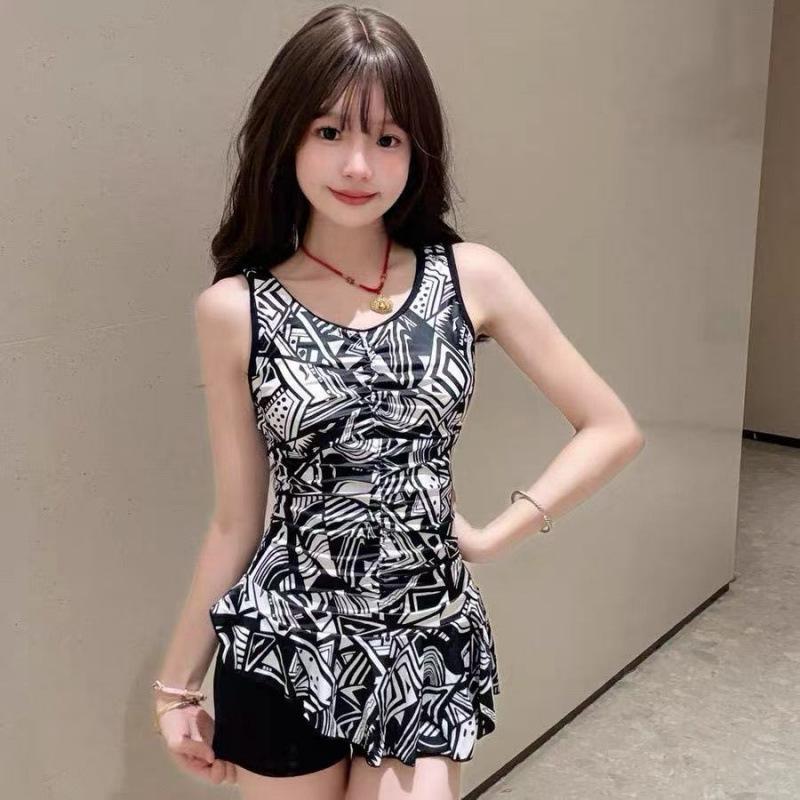 [Ink painting geometry] Swimwear women soak in hot springs, advanced sense, foreign gas one-piece slimming, special for swimming pools