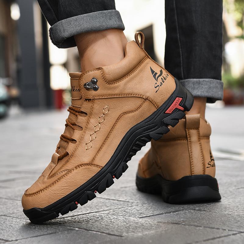 Ręcznie robione buty ze skóry dwoinowej Buty męskie Wygodne buty do kostki dla mężczyzn Buty codzienne Duże rozmiary Buty narzędziowe