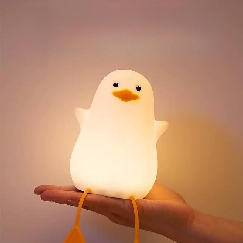 Cute Animal Silicone Lamp Duck Night Light For Kids Touch Control Dimmable Usb Rechargeable Bedside Bedroom Decor Birthday Gifts