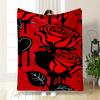 Red Roses with Black Dripping Design Patterned Flannel Blanket Perfect for the Bedroom Living Room, Sofa, or a Little Nap
