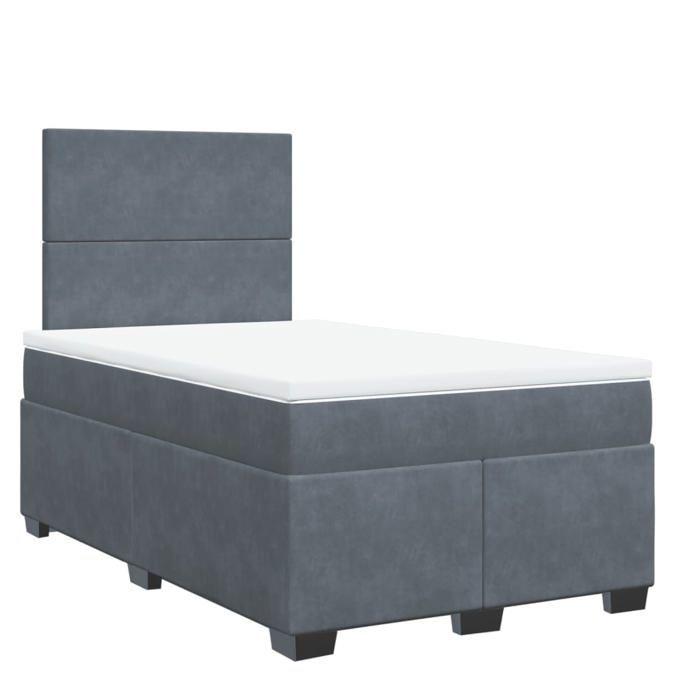 Maison Exclusive - Sommier à lattes de lit et matelas Gris foncé 120x200cm Velours