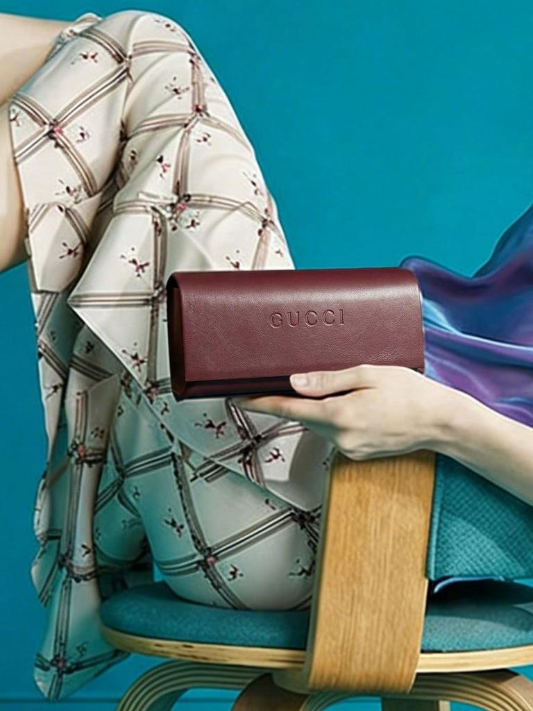 Gucci Custodia in Pelle Bordo Occhiali da Sole