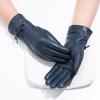 Women's Colorful Genuine Leather Gloves Bow Sheepskin Gloves  Women's Warm Cycling Clothing Gloves for Autumn and Winter