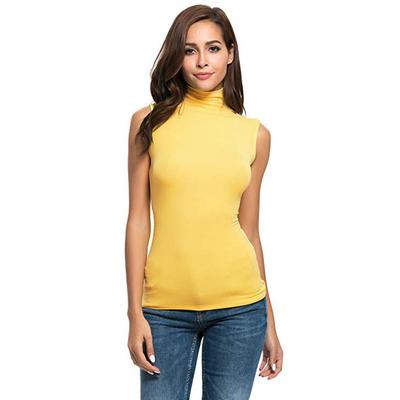 Fashion Vest Women Turtleneck Sleeveless Tees Solid Slim Fit Shirt Blouse Tank Tops