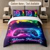 Neon Rainbow Theme Custom Text Or Name 3Pcs Bedding Set 1 Flat Sheet & 2 Pillowcases Personalized Home Bedding