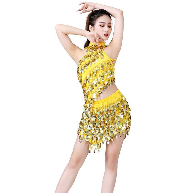 Latin Dance Sequin Fringe Set Stage Performance Costume Women