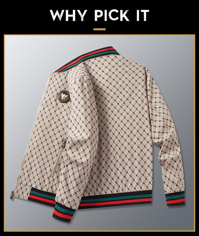 Europeisk Vår/Höst Herr Casual Jacka med Baseballkrage och Bokstaven S Tryck