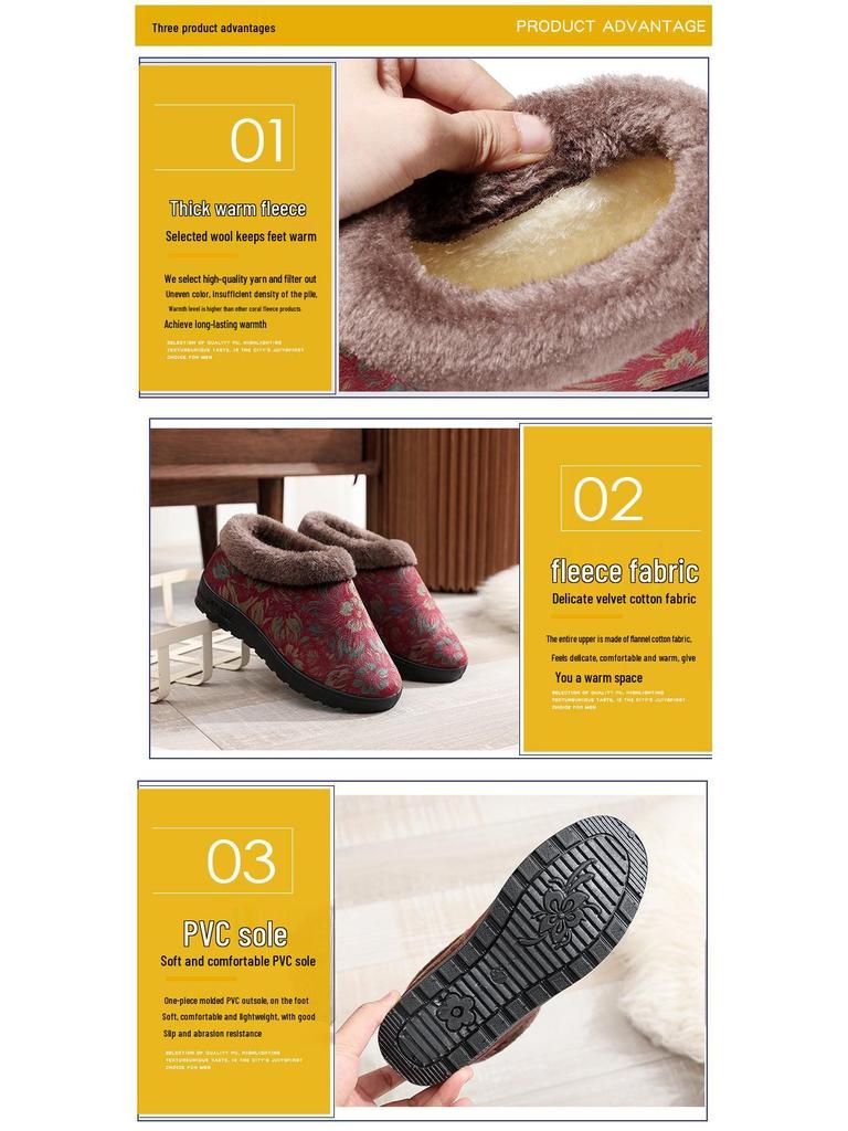 2025 Winter Women's Non-slip Soft Sole Suede Cotton Slippers for Mom