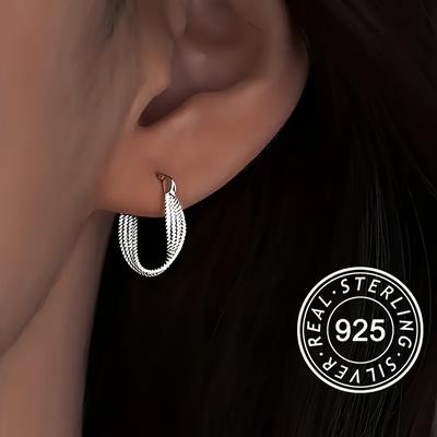925 Sterling Silver Hypoallergenic Hoop Earrings Simple Elegant Style Suitable For Women Daily Wear Female Gift
