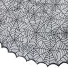 Spiderweb Table Cover for Halloween, Round Black Lace Tablecloth with Soft Fabric Drape for Dessert Display, Entry Table, and Party Decors