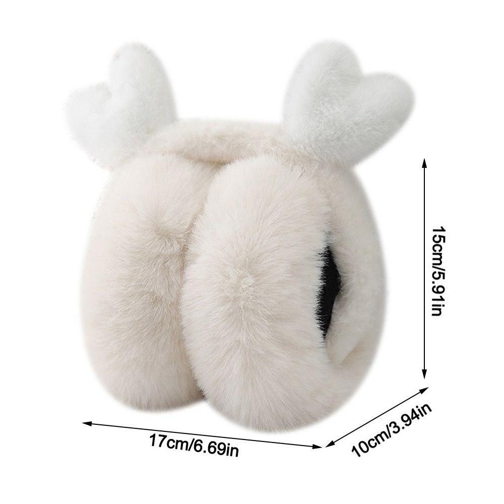 Fashion Plush Deer Ear Earmuffs Foldable Thickened Ear Cover Keep Warm Anti-Freeze Winter Earflaps for Women Girls
