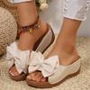 Padded Heel and Thick-soled Women's Sandals, Large Size Bow-shaped Toeless Beach Flip-flops