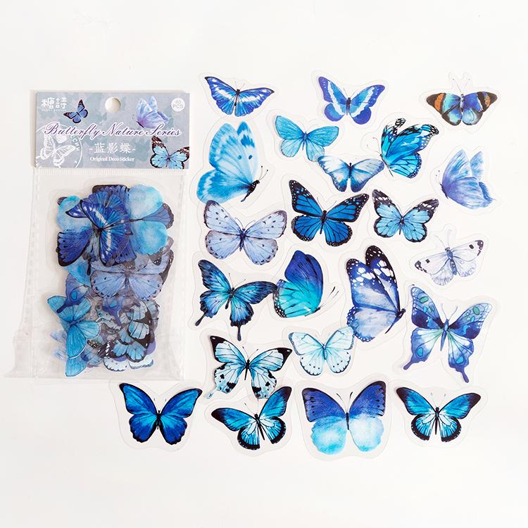 40Pcs/lot Butterfly Stickers Scrapbooking Bullet Journaling Toy Retro Craft Deco Album DIY Stationery Stickers Waterproof