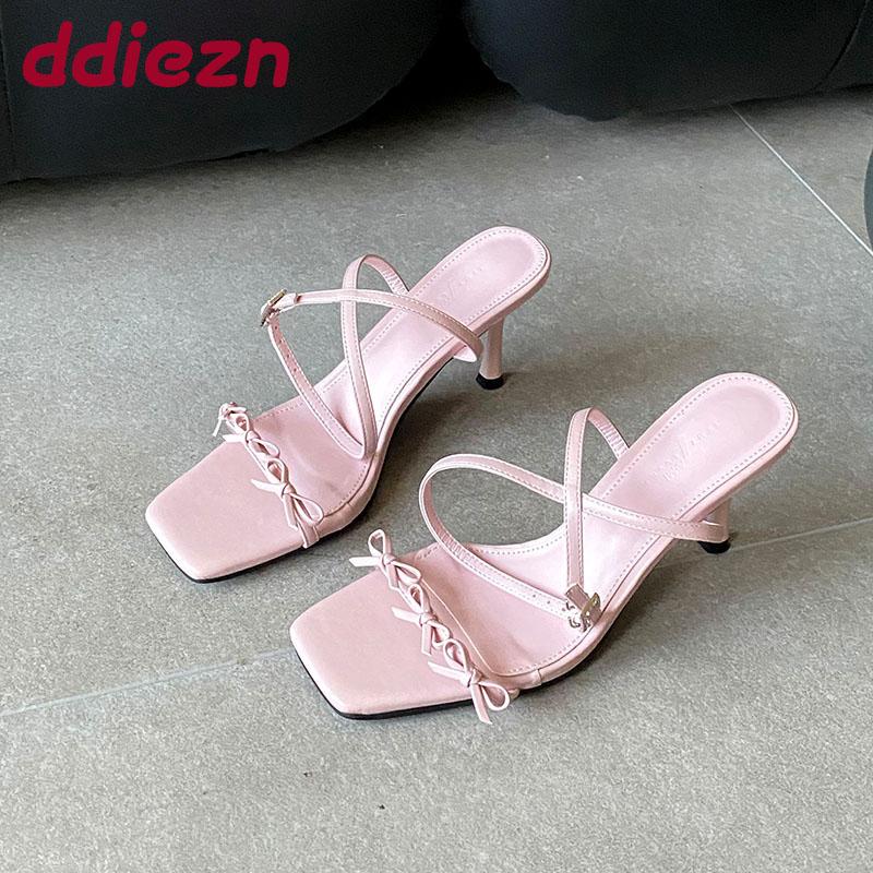 Fashion Fashion Butterfly-Knot Ladies High Heels Sandals Shoes Female Ankle Wrap Footwear Elegant Women Heeled Sandals Shoes Pumps