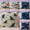 Shark Fashion Cushion Cover Natural Linen Pillow Case DoubleSided Print Decorative Sofa Pillowcase Home Decor Gift