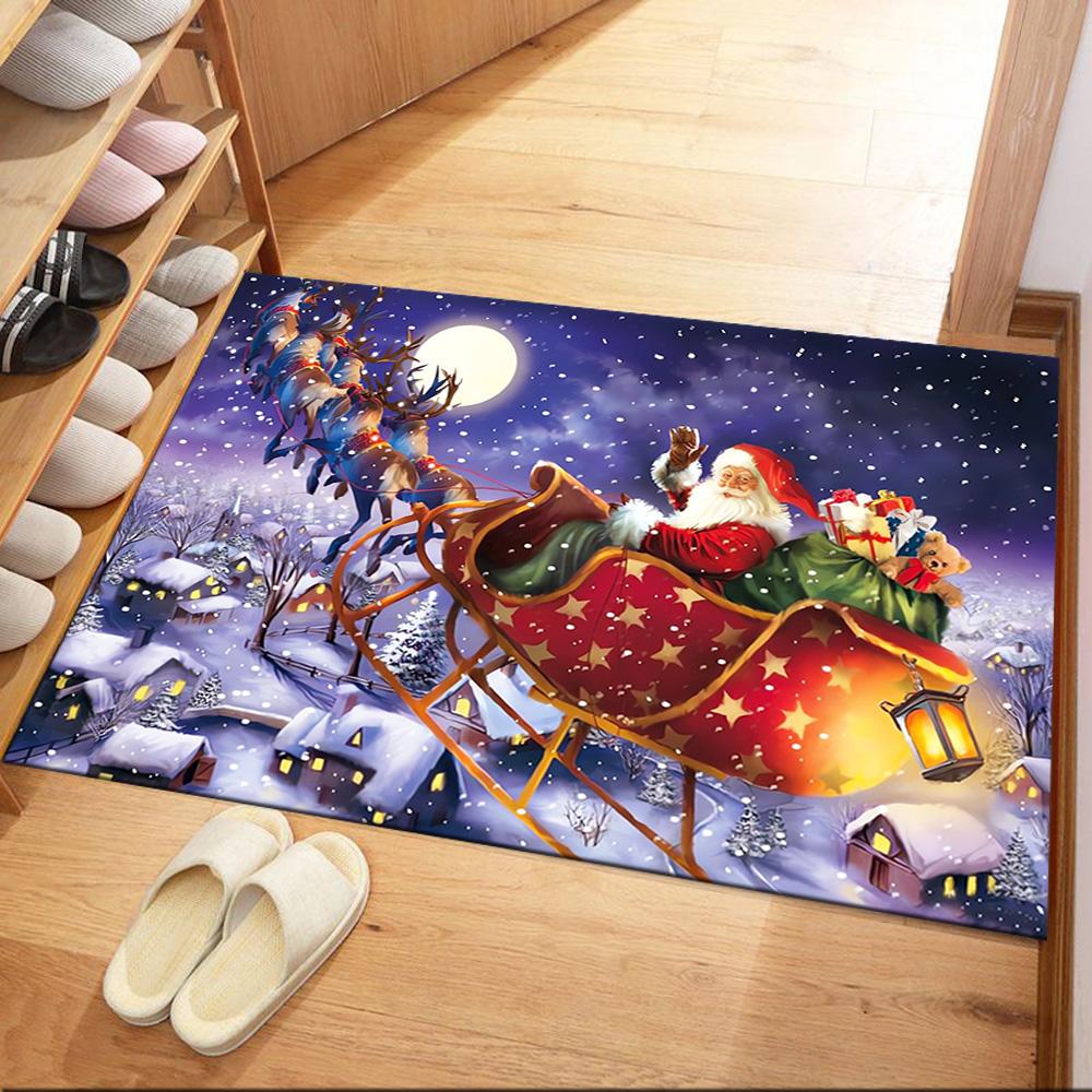 Christmas Santa Claus Delivery Floor Mats for Living Room, Bedroom and Room Decoration Are Suitable for Gifts.