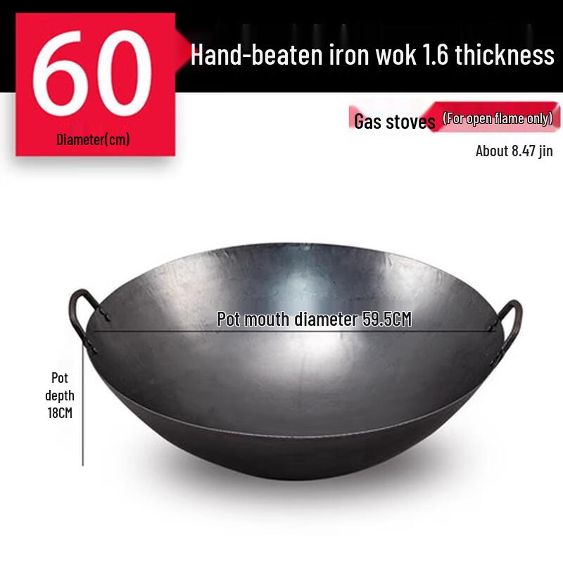 Traditional Wrought Iron Double Handle Wok