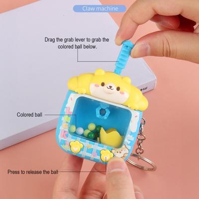 Mini Claw Machine Keychain Teens Adults Stress Relief Small Catching Game Machine Key Ring Handbag Backpack Hanging Decoration