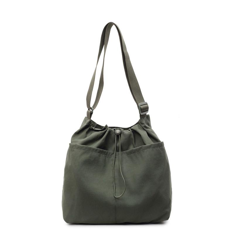 Soft Nylon Vertical Shape Shoulder Bag With Flap Closure For Daily Outings