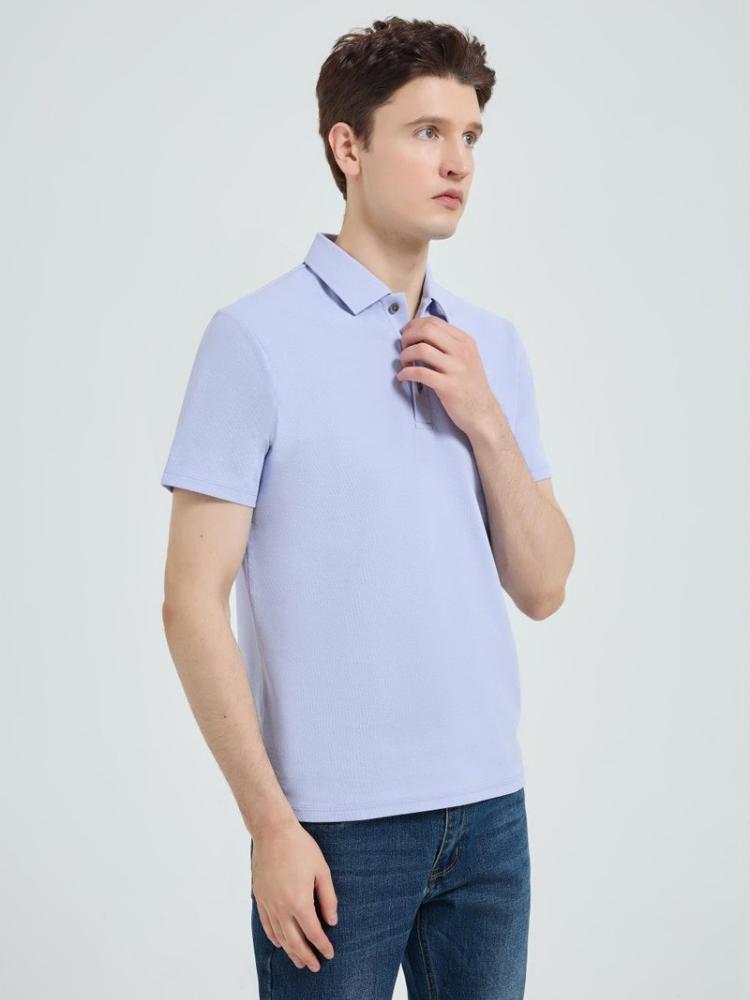 Baumwolle Beidseitig Nahtloser Kragen Revers T-Shirt Baumwolle Kurzarm Minimalistisch Leicht Atmungsaktiv Sommer Lässig Business T-Shirt