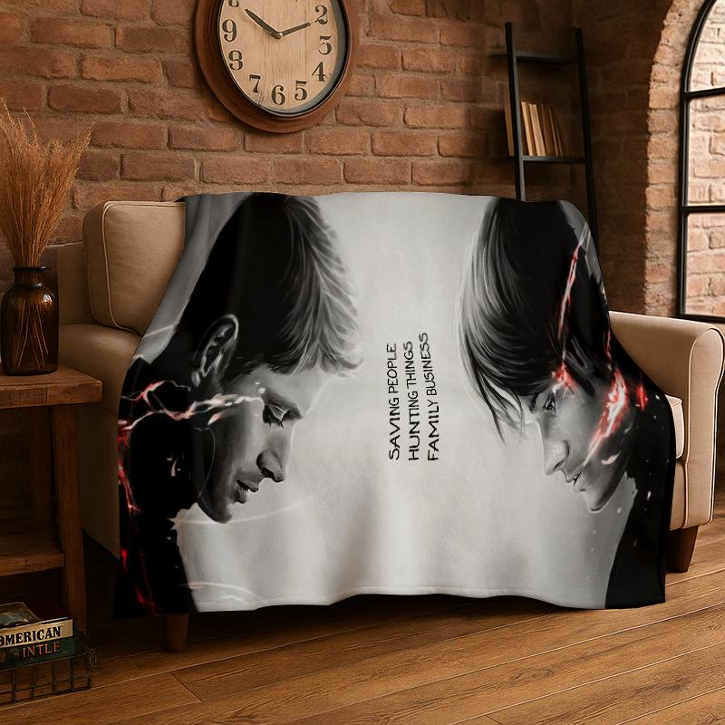 SPN Supernatural Dean Sam TV Coperta di Flanella Morbida Calda Coperta Plaid per Camera da Letto Soggiorno Letto Viaggio Campeggio Picnic Bambino