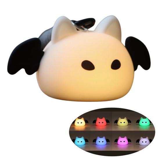 

Брелок-ночник в форме летучей мыши с 8 режимами цвета, портативный перезаряжаемый силиконовый светодиодный светильник для сумки, хэллоуинский декор, кемпинг, походы, спальня, подарок A