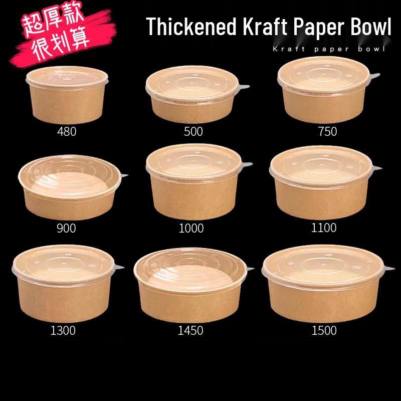 Einweg-Kraftpapier-Takeaway-Boxen mit PP-Deckeln