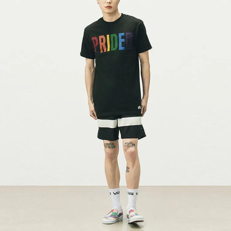 Vans PRIDE T-Shirts Unisex Black Crew Neck Moderate Straight Fit (Unisex) T-Shirts VN0A5E7TBLK