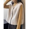 Crew Neck Women's Korean Solid Button Short Sleeve Cardigan Coats Sweater Knitted Sleeveless Ladies Elegant Tanks Bottoming
