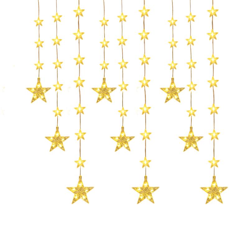 Solar LED Star-Moon Curtain Lights: Weatherproof Outdoor Christmas Decoration