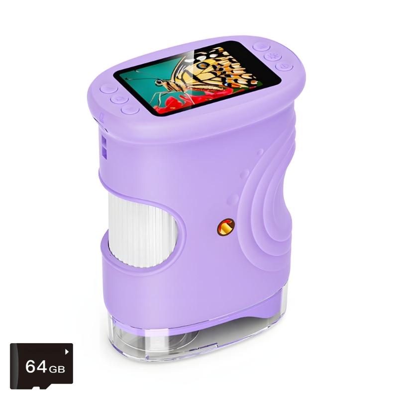 Microscopio Digitale da 2 Pollici per Bambini Lente d'Ingrandimento Portatile Fotocamera con Ingrandimento 1000X e Sistema di Illuminazione LED Integrato
