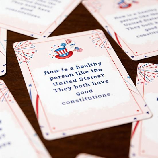 1 Set 4. Juli 54 Witzkarten Unabhängigkeitstag Thema Witze Papierkarten Kinder Erwachsene Familienparty Interaktives Brettspiel
