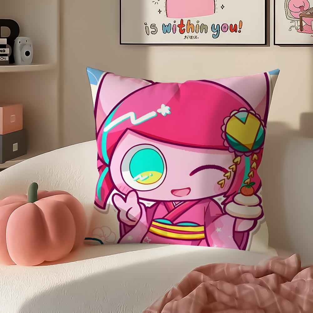 Cute Quirky Vocaloid Japanese PPepoyo Cushion Cover Pillowcase Short Plush Invisible Zipper Room Sofa Cushion Cover