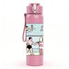 1PC Two Ladies Bathroom Scene Print 750ml Color Plastic Sports Water Bottle Leakproof Flip Straw Lid Suitable for Sports Office Home Use