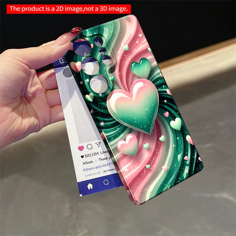 2DFlat Samsung phone case Swirl Hearts Glitter Phone Case Applicable to Galaxy S22 S23 S24 S25ULTRA S26 A12 A13 A14 A15 A16