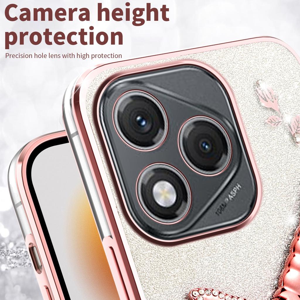 KADEM For Honor 400 Lite 5G Case Dragonfly Kickstand TPU Flowers Glitter Phone Cover