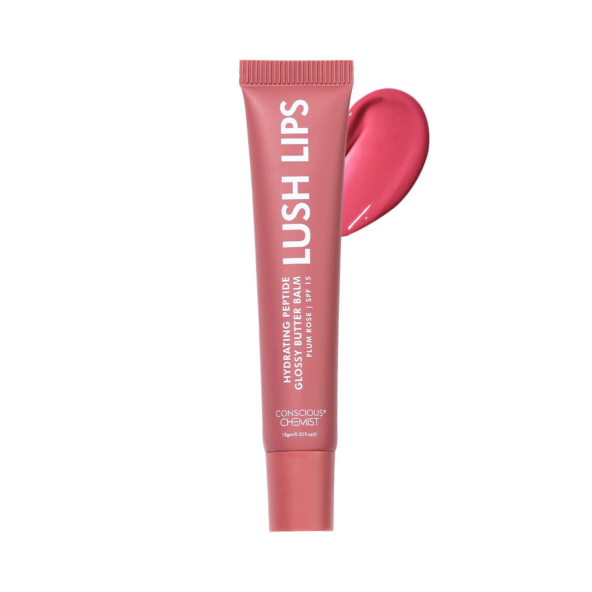 Conscious Chemist® Peptide Lip Balm SPF15 - Plum Rose | 24 hr Hydration & Moisturizing Lip Balm for Dark & Pigmented Lips | Sun Protection | Soothe