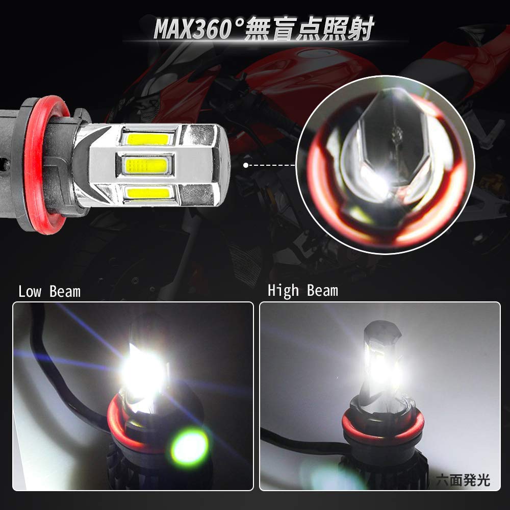 MOTOSTAR HS5 Hi/Lo LED Headlight for Motorcycles, 6-Sided Luminous, 6500K AC/DC , 30W CREE,