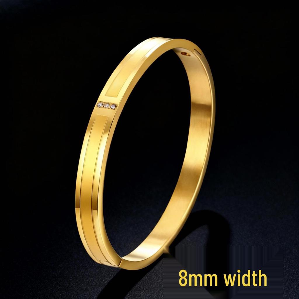 Women's Luxury Stainless Steel Bracelet: Electroplated Titanium, Full Diamond Set, European-American Style